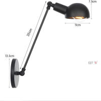 Lámpara de pared de Robot oscilante de doble brazo largo, candelabro de Metal Industrial Vintage, estilo Retro, L20/L30/l40 cm, negro, iluminación del hogar - details 2