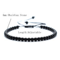 Pulsera minimalista de piedra ajustable para hombre, pulsera hecha a mano de 4mm de ágata Natural, cuentas de roca turquesa roja, Pulseras de joyería exquisitas - details 0
