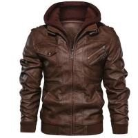 Chaqueta de cuero de imitación con capucha para hombre primavera otoño invierno estilo casual chaqueta juvenil moda más chaqueta de cuero cálida a prueba de viento de terciopelo - details 0