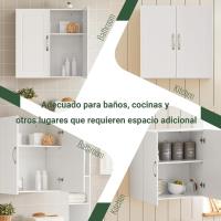 Armario Auxiliar Multiusos de Pared Mueble Baño Colgar Armario Suspendido con 2 Puertas Blanco 60 x 30 x 60 cm - details 4