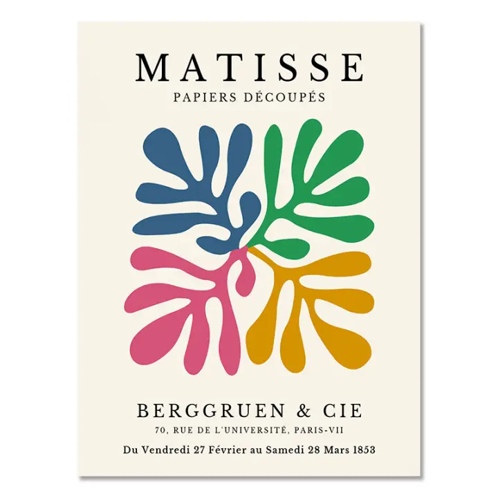 Póster de Matisse con Flores y Plantas Abstractas en Lienzo Pintura para Decoración de Habitación Arte de Pared en Marco - 1