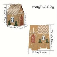 Cajas de Regalo de dulces de Papel kraft de Navidad con cuerdas, bolsas de regalo de fiesta de Casa de dibujos animados, 12 - details 2