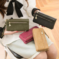 Cartera larga estilo para mujer, grande, estuche con compartimentos, negro, tono dorado - details 0
