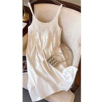 Jyccr Bohemian ral bordado corto sin mangas para mujer verano dulce crochet correa de espagueti vestido de vacaciones - details 17