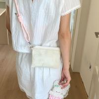 Bolso de malla de nailon de estilo coreano a la moda, bolso de doble capa, bolso para teléfono móvil, cartera de Color sólido, bolso cruzado de nailon para mujer - details 10