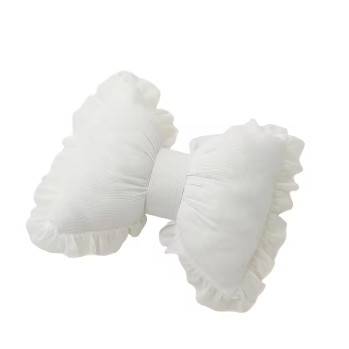 Cojín moderno e informal para sofá, cojín para mesita de noche, bonitos lazos, borde de encaje trasero, cojín transpirable a cuadros - 1