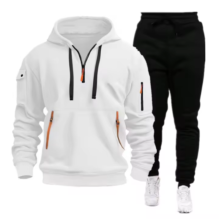 Conjunto de dos piezas para hombre, chándales informales, trajes deportivos para exteriores, sudaderas con capucha y pantalones para correr, Otoño e Invierno - 1