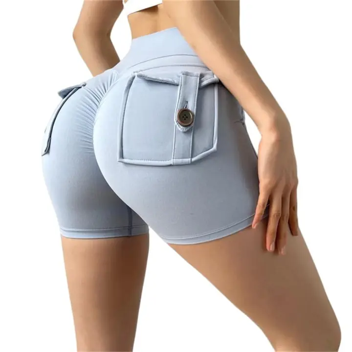 Pantalones cortos, pantalones cortos de entrenamiento estéticos con bolsillos, pantalones cortos de yoga para levantamiento de glúteos para mujer, pantalones cortos de bolsillo para mujer - 1