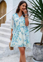 Vestido fluido sin tirantes con estampado floral bohemio para mujer, verano 2025 - details 7