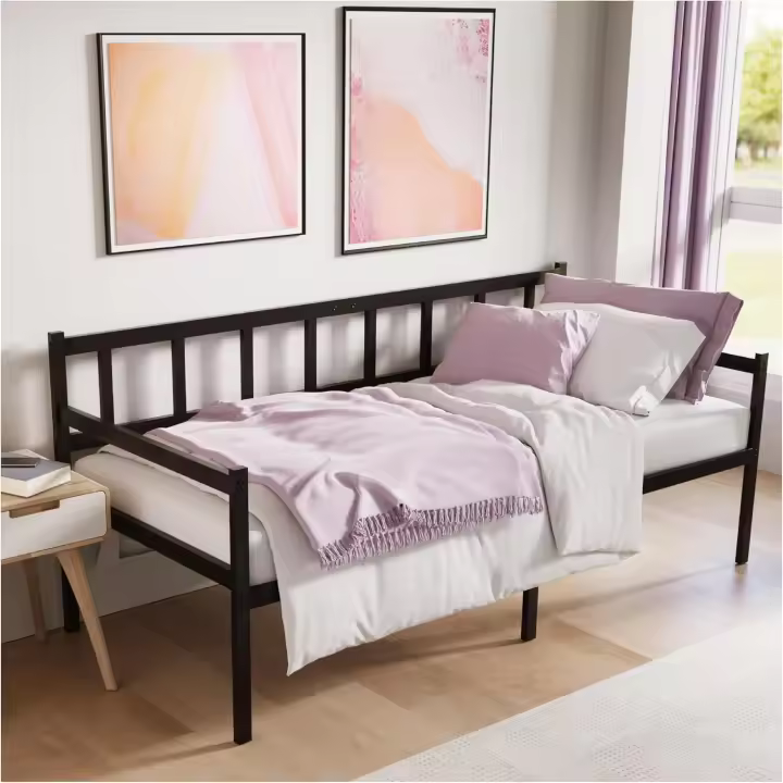 Cama Divan con Altura de 35 cm - Camas Individuales 90x190 cm - Somier Sofá con Base par Colchón 90x190 cm - Divan Cama de Metal Negro - 1