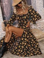 Elegante Vestido Maxi de Temporada Floral Estilo Boho Chic para Mujeres - details 5