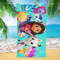 Casa de muñecas de Gabby, baño con estampado 3D de microfibra, suave, absorbente de agua, transpirable para niñas y niños, toalla de playa decorativa de dibujos animados - details 3