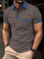 Verano de los hombres de moda transpirable color a juego de bolsillo de los hombres POLO camisa deportiva polo. - details 12