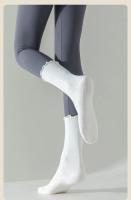 3 pares de calcetines de yoga sólidos para mujer, calcetines de yoga transpirables de algodón a media pantorrilla, calcetines deportivos antideslizantes con volantes para el suelo - details 16