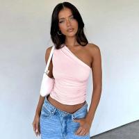 Camiseta sin mangas con espalda descubierta y un solo hombro, color caramelo, Ustada, sexy, sin cuello, casual - details 6