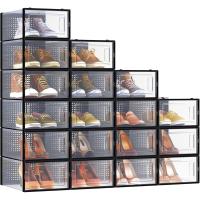 Cajas de Zapatos de Plástico Juego de 18 Organizadores Plegable, Apilable, Transparente, Blanco - details 35