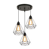 Lámpara Colgante Con 3 Cabezales Negra Industrial GOECO,  E27 Sin Bombilla, Iluminación Interior para Sala de estar, Dormitorio, Comedor, Metal, 145*43*43 CM - details 0