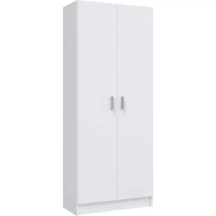 Armario Multiusos Escobero 2 Puertas Acabado en Color Blanco Mate Medidas: 73 cm (Ancho) x180 cm (Alto) x 37 cm (Fondo) - 1
