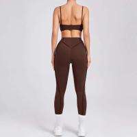 Ropa deportiva de gimnasio reforzada para mujer, traje de yoga de entrenamiento para mujer, ropa deportiva gris café 2024 - details 19