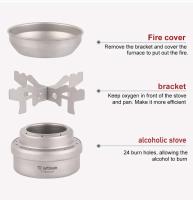 Tiartisan - Estufas de alcohol plegables de titanio/acero inoxidable, mini soporte cruzado portátil ultraligero para exteriores - details 2