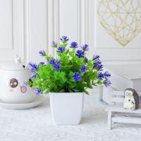 Nuevas flores artificiales de plástico en maceta, simulación blanca de plantas artificiales de loto, bonsái de flores falsas para decoración de interiores - details 5