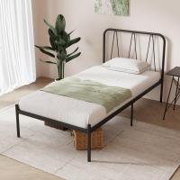 90 x 190 metálico, Altura 30,5 cm, Cama 90x190 cm es una opción Morna y metálica con un diseño cabecera en Forma Ondas, Negro - details 0