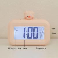 Reloj Digital LED Kawaii Dibujo de Cerdo Lindo Decoración Romana para Habitación - details 9