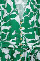 TRAFZA-Vestido largo de playa para mujer, elegante vestido Midi de manga corta con estampado botánico, cinturón de un solo pecho, decoración - details 10