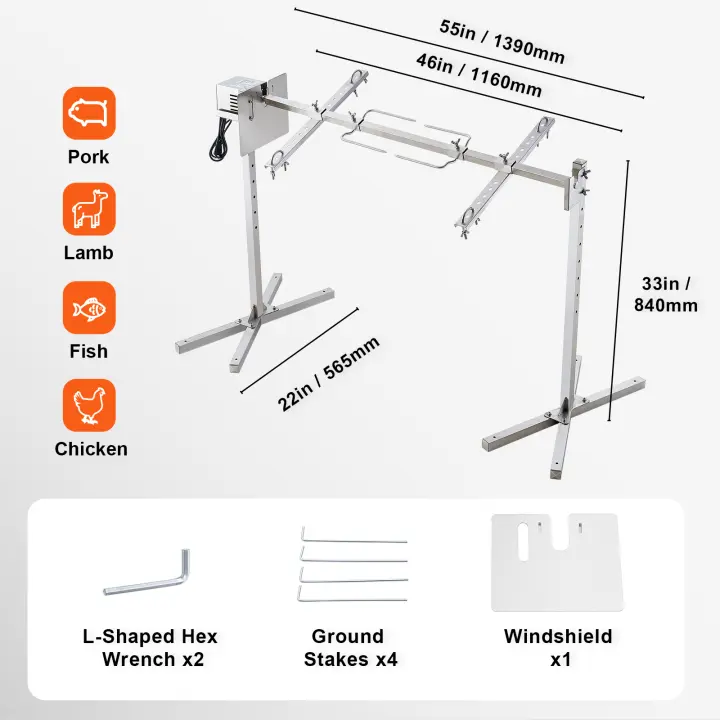 SucceBuy Parrilla asadora, asador de acero inoxidable con ruedas bloqueables - 1