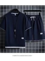 Conjunto De Camiseta Y Pantalones Cortos Informales Para Hombre, Chándal De Color Sólido, Trajes Sueltos De Verano, Talla 3XL - details 2