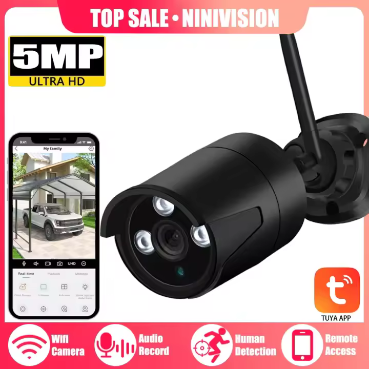 Cámara de Seguridad Inteligente TUYA de 5MP DC 12V Inalámbrica, Audio, Detección Humana - 1