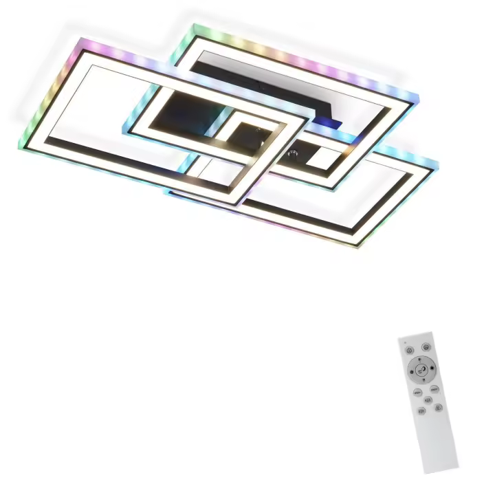CBJKTX Luz de Techo LED Sala de Estar 45W Lámpara de Sala de Estar Regulable Negra Moderna con Control Remoto Cambio de Color geométrico - 1