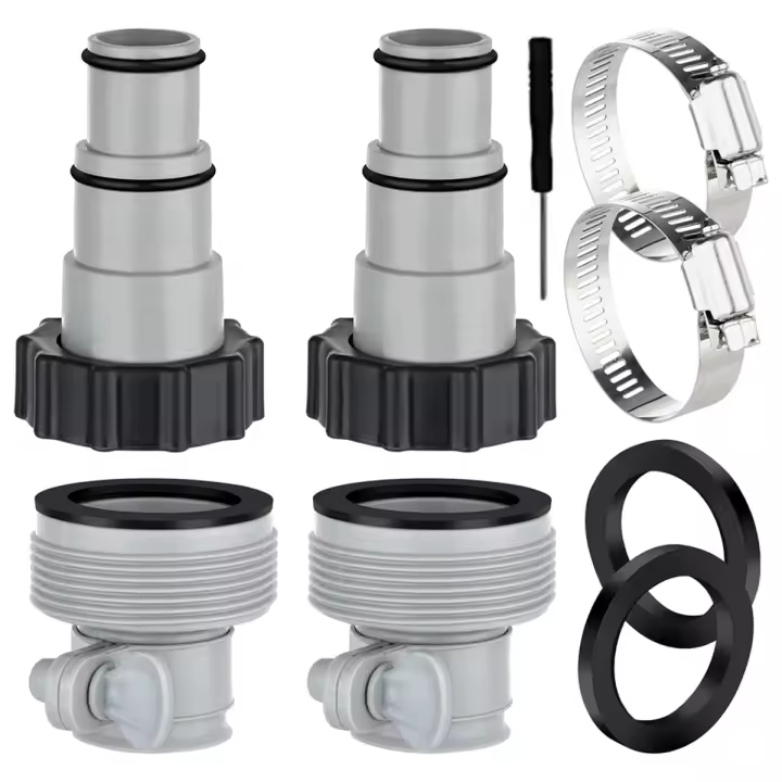 Adaptador de mangueras para piscina, conector tipo A/B para mangueras de 1,25 pulgadas y 1,5 pulgadas para bomba de filtro Intex, sistemas de agua salada - 1
