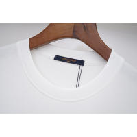 Camiseta Deportiva de Algodón Puro para Hombres Cuello Redondo, Estampado de Logo Delantero, Estilo Básico Casual para el Verano - details 4
