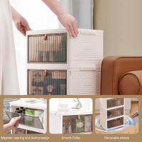 Caja de almacenamiento de plástico plegable, gruesa y duradera, transparente, apilable con tapas y ruedas, para dormitorios, salas de estar, coche - details 4
