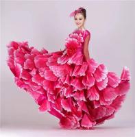 Vestido Flamenco español talla grande para mujer, 360 grados/yardos, pétalo Floral, Maxi, gitano, actuación en escenario, tres - details 0