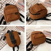 Mochila vintage de pana: EL VIENTO SOPLA EL RÍO FLUYE - 19cm/7.48in x 26cm/9.90in - Cierre de cremallera - Forro de poliéster - Perfecta para la escuela o salidas informales - details 2