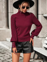 Suéter de cuello alto con botones para mujer, Jersey de punto suave, Vintage, color blanco, otoño e invierno, novedad de 2023 - details 14