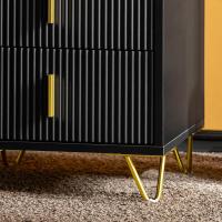 Mesita de Noche Mesa Auxiliar Mobiliario de Salón Moderno con 2 cajones L40xP40xH47 cm ES - details 23