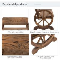 Banco de Jardín de Madera Rústico Carga 250kg Estilo Exterior con Reposabrazos y 2 Ruedas - details 5