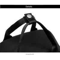 Mochila ligera e impermeable para mujer, bolso de viaje informal, Bola de felpa bonita, color rojo, azul y negro - details 21