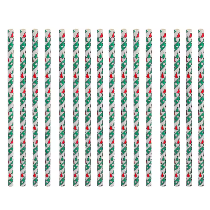 Pajita de papel de Navidad, suministros de fiesta de puntos verdes para fiesta de Navidad, 50 piezas - 1