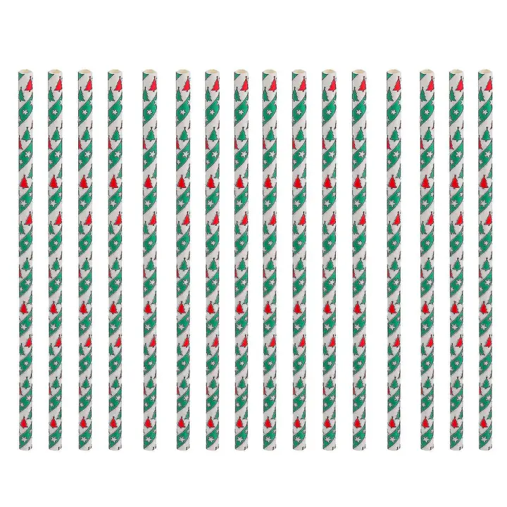 Pajita de papel de Navidad, suministros de fiesta de puntos verdes para fiesta de Navidad, 50 piezas - 1