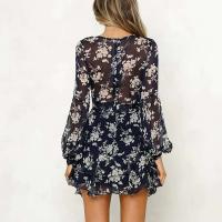 Vestido de fiesta de noche de manga larga con estampado bohemio, vestido de malla transparente con escote en V y dobladillo corto, vestidos cortos - details 6
