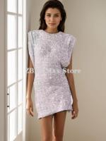 Elegante Falda Mini A-line de Cintura Alta Manga Sin Capas, Cremallera Oculta, Brillo de Lentejuelas Nueva Moda para Mujeres - details 3