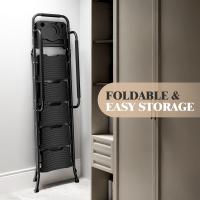 Peldaños Anchos con Baranda, Escalera de Tijera con Pedal Antideslizante, Taburete Plegable para Hogar Cocina Garaje Jardín Oficina, Capacidad de Carga de 900LBS, Azul - details 55