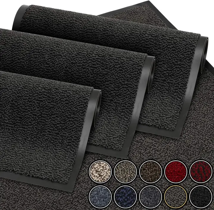 Felpudo de Entrada, Antracita Negra 90x150 cm | Alfombra Exterior para Puerta, Impermeable, Lavable para Atrapar Suciedad para Recibidor | Alfombrilla Antideslizante, Pasillo, Cocina, Dormitorio - 1