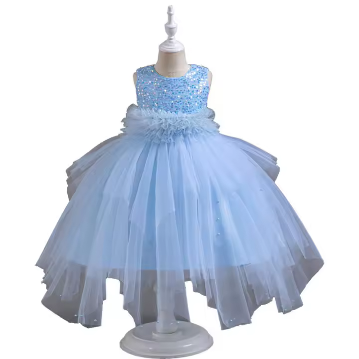Vestido de noche para niños con flores, pasarela, princesa, niña, tul hinchado, presentadora, actuación de Piano - 1