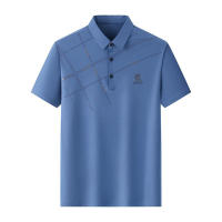 Polo de Seda de Hielo para Hombres Camiseta de Negocios Casual con Cuello Redondo - details 0