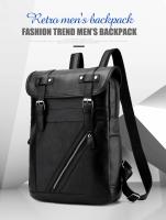 Mochila de cuero para hombre y mujer, morral de estilo universitario, resistente al agua, sencillo y Popular, estilo Retro coreano - details 3